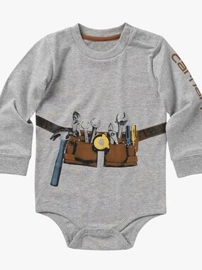 Carhartt Gray Long-Sleeve Tool Belt Graphic One-Piece Bodysuit